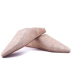 Babouches Beige Doré En Cuir brodés pour femme modèle 2021