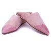 Babouche Rose En Velours Brodées pour femme modèle 2021.