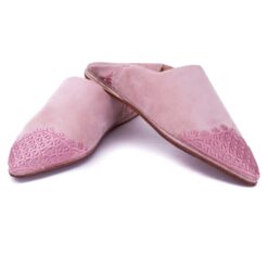 Babouche Rose En Velours Brodées pour femme modèle 2021.