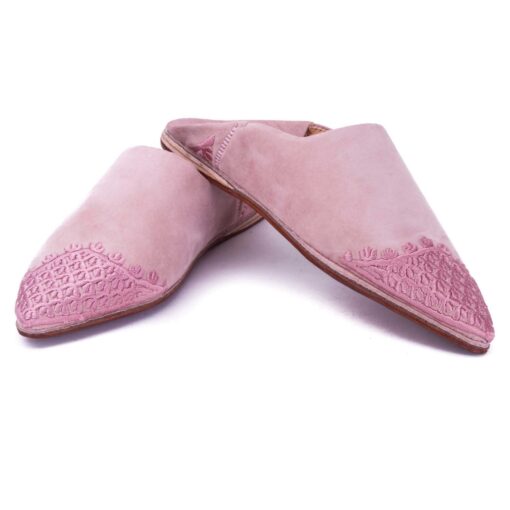 Babouche Rose En Velours Brodées pour femme modèle 2021.