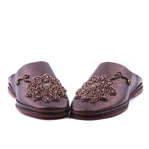 Babouche Raisin En Cuir Perlé pour la femme modèle 2021. – Image 2