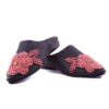 Babouche Rosée en cuir noir perlée pour Femme modèle 2021.