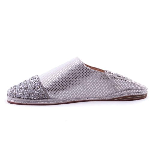 Babouches Perlés En Cuir Gris pour la femme modèle 2021. – Image 3