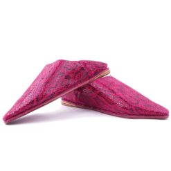 Babouches Serpents En Cuir Rose pour femme modèle 2021.