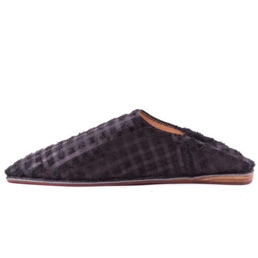 Babouche carreaux couleur noir élégante pour femme modèle 2021. – Image 2