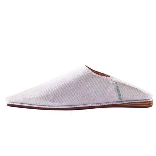 Babouche Cameleon En Cuir Gris brodé pour la femme modèle 2021. – Image 2