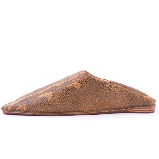 Babouche Serpent En Cuir Marron pour femme modèle 2021. – Image 2