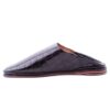 Babouche Croco en Cuir Noir brillant pour femme modèle 2021.