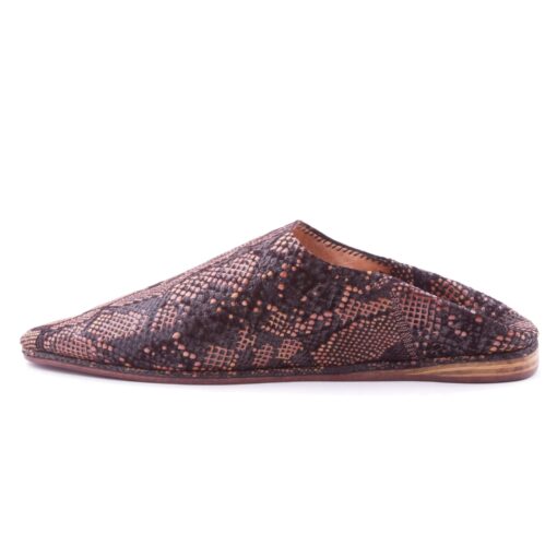 Babouche chataigne En Cuir Noir Et Marron pour femme modèle 2021 – Image 2