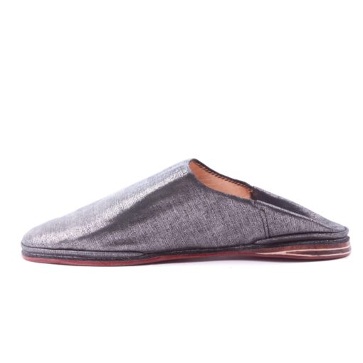 Babouche avec Cuir Gris Brillant pour la femme modèle 2021. – Image 2