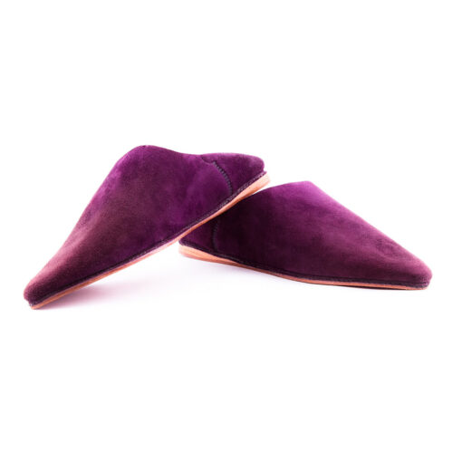 babouche en daim simple mauve