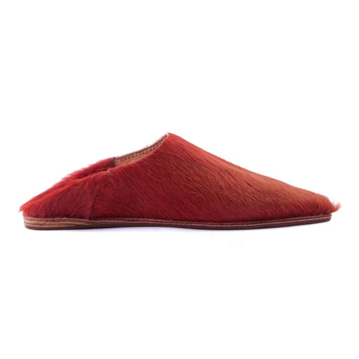 Babouche grenat en Cuir poilu pour fille et femme mode 2021 – Image 2