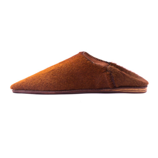 Babouche marron en Cuir poilu pour femme et fille mode 2021 – Image 2