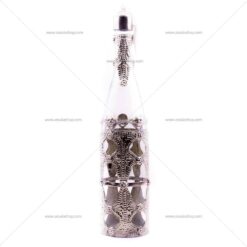 Bouteille orné en verre blanche en métal ou cuivre 100% marocaine